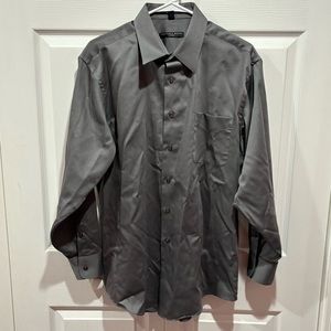 GEOFFREY BEENES Men’s Fitted Button Down Dress Shirt - gray, size Large